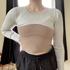 Dynamite Ribbed Knit Long Sleeve Shrug